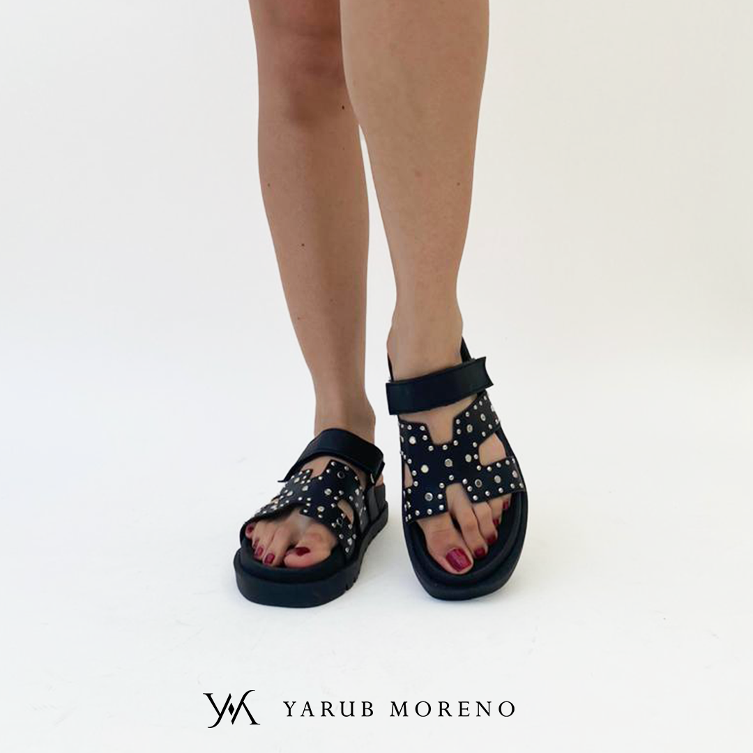 Sandalias H color negro para mujer | Karen Black con estoperol