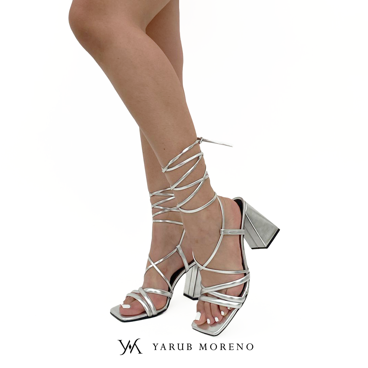 Paula Zapatilla de tacón plateadas