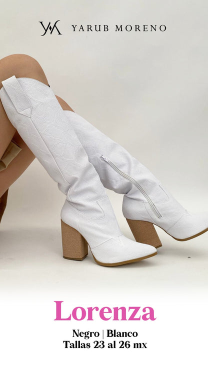 Lorenza White Bota vaquera para mujer