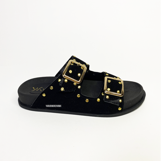 Sandalia con plataforma comoda en color negro - JULIA