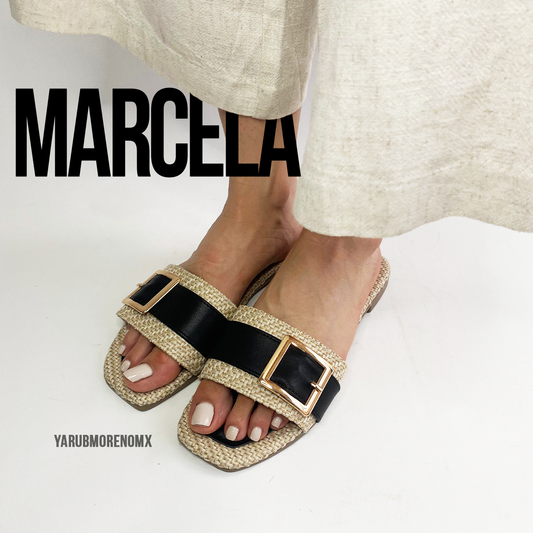 Marcela | Sandalia de yute color negro