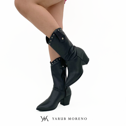 Karime - Botas vaqueras 2 en 1 con capa de mezclilla