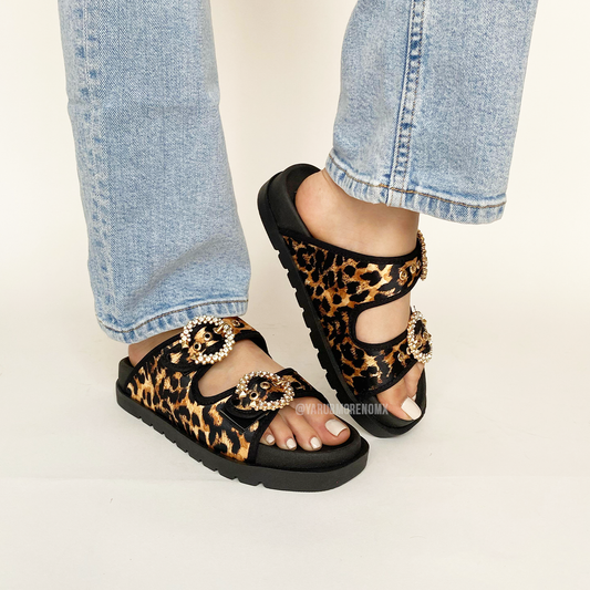 Sandalias chunky en animal print para mujer | Lenny Animal print